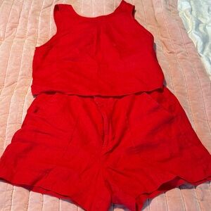 Madewell red linen set
